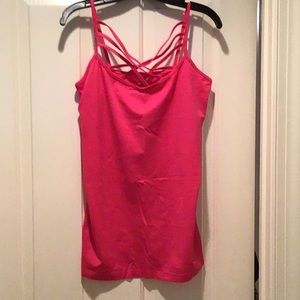 Criss Cross hot pink tank